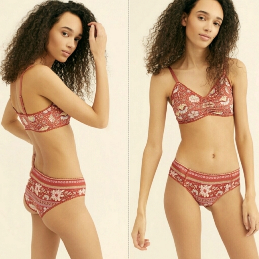 Spell designs  x FP cherry Poinciana bralette bloomers set red bra XS M
